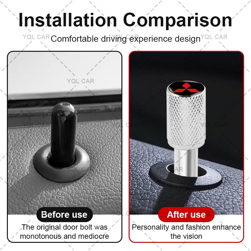 1 / 4 Xe An Toàn Khóa Cửa Pin Khóa Cửa Ô Tô Núm Cho Mitsubishi ASX Lancer Pajero Outlander L200 EVO EX Hàng Tiện Ích