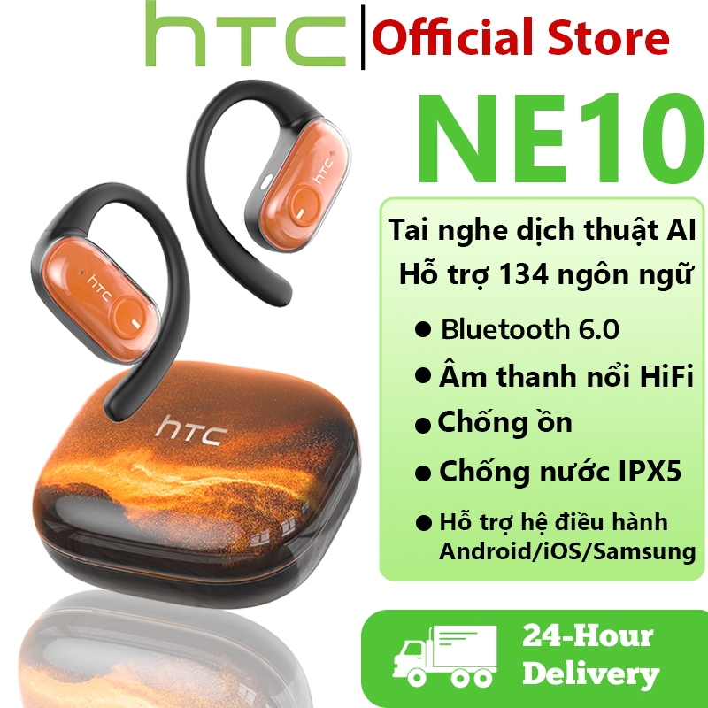Tai nghe dịch thuật AI HTC NE10 Bluetooth 6.0 Dịch thuật thời gian thực 135 ngôn ngữ Chất lượng âm thanh HiFi Loa 10mm Giảm tiếng ồn Cuộc gọi HD IPX5 Chống nước