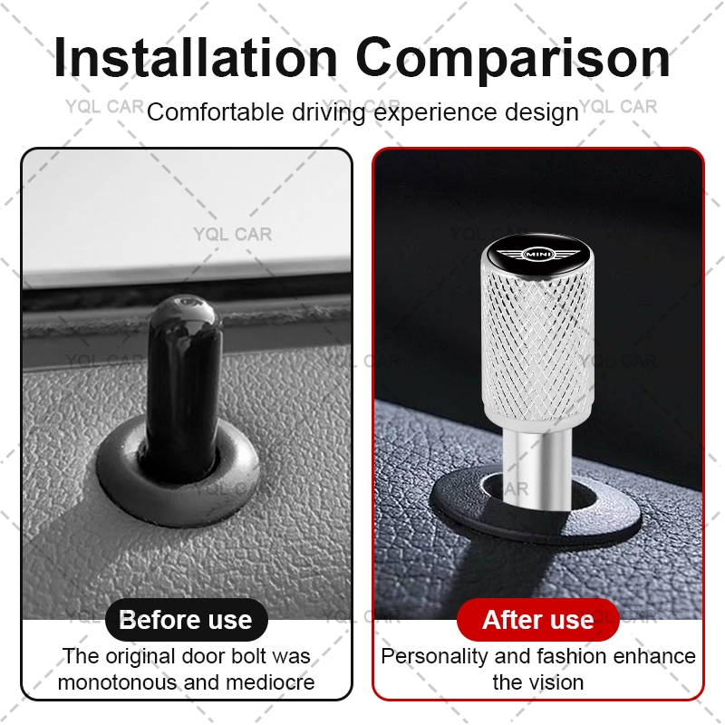 1 / 4 Hợp Kim Nhôm Khóa Cửa Ô Tô Núm Cửa Xe An Toàn Khóa Pin Cho Mini Cooper One S R50 R53 R56 R60 F55 F56 R57