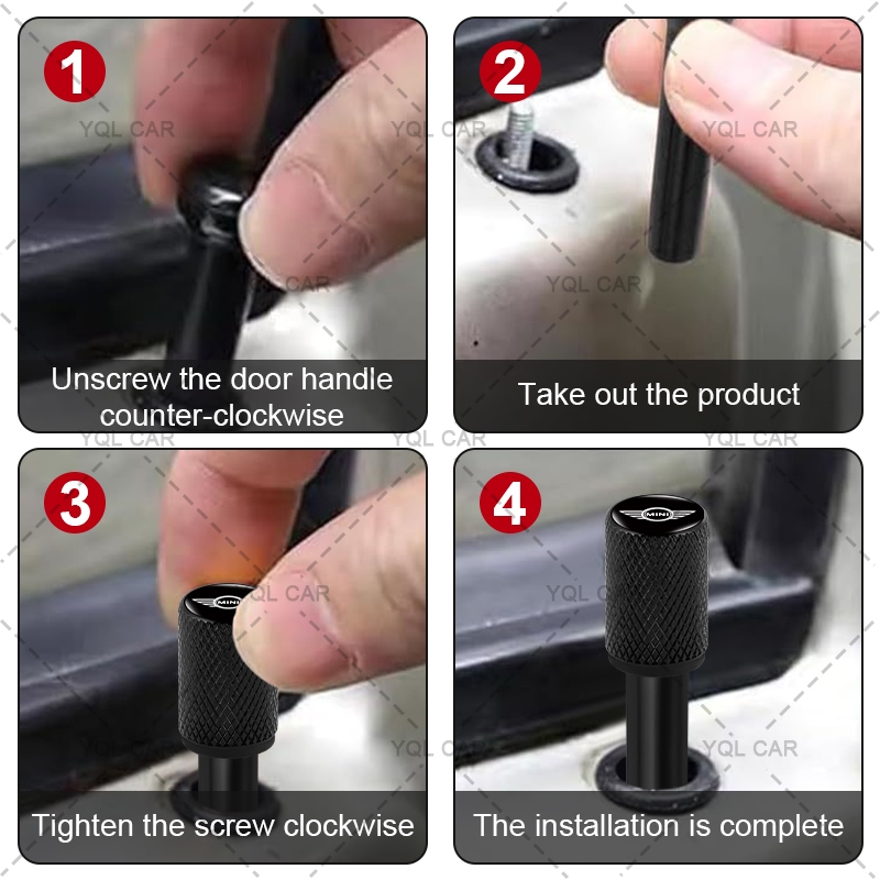 1 / 4 Hợp Kim Nhôm Khóa Cửa Ô Tô Núm Cửa Xe An Toàn Khóa Pin Cho Mini Cooper One S R50 R53 R56 R60 F55 F56 R57