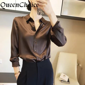 Áo sơ mi nữ satin mềm mại dáng rộng 12 màu, phù hợp công sở