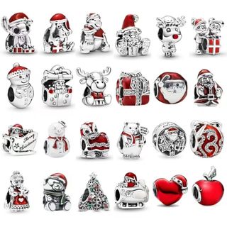 Dây chuyền mặt Thánh Nicolas bạc sterling S925 đính cườm - Thời trang mùa Giáng sinh