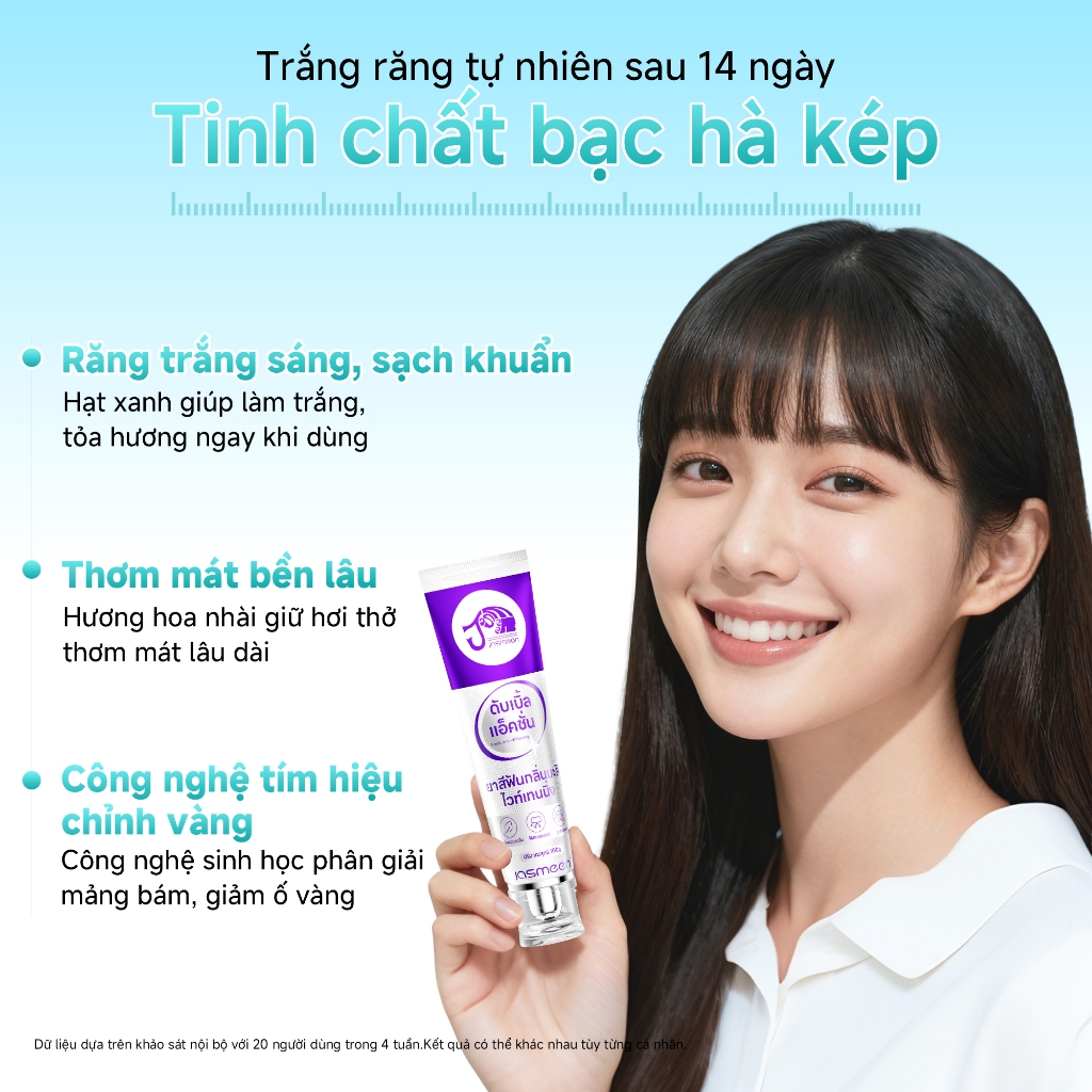 Kem Đánh Răng - JASMEEN Làm Trắng Răng loại bỏ cao răng hôi miệng tẩy ố vàng -100g