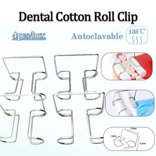 4 Miếng Dán Bông Nha Khoa Cuộn Kẹp Thép Không Gỉ Autoclavaable Cotton Giữ Khử Trùng Nha Khoa Phòng Khám Supplie Dụng Cụ