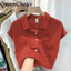 Áo sơ mi nữ tay ngắn dáng rộng Cotton màu trơn dành cho nữ Áo sơ mi dáng rộng