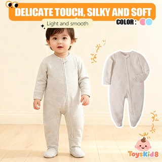 Áo liền quần có chân có khóa kéo cho bé sơ sinh - Bộ áo liền quần dài tay mềm mại mượt cho trẻ sơ sinh, vải nhẹ & mịn (0-12M)