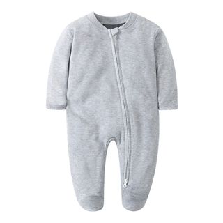 Bộ áo liền quần có chân có khóa kéo màu đỏ cho bé sơ sinh - Bộ áo liền quần mềm mượt cảm ứng tinh tế cho trẻ sơ sinh (0-12M)