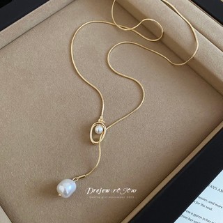 Vòng cổ bạc tông màu ngọc trai hình trái tim Y có thể điều chỉnh, phù hợp làm món quà thời trang