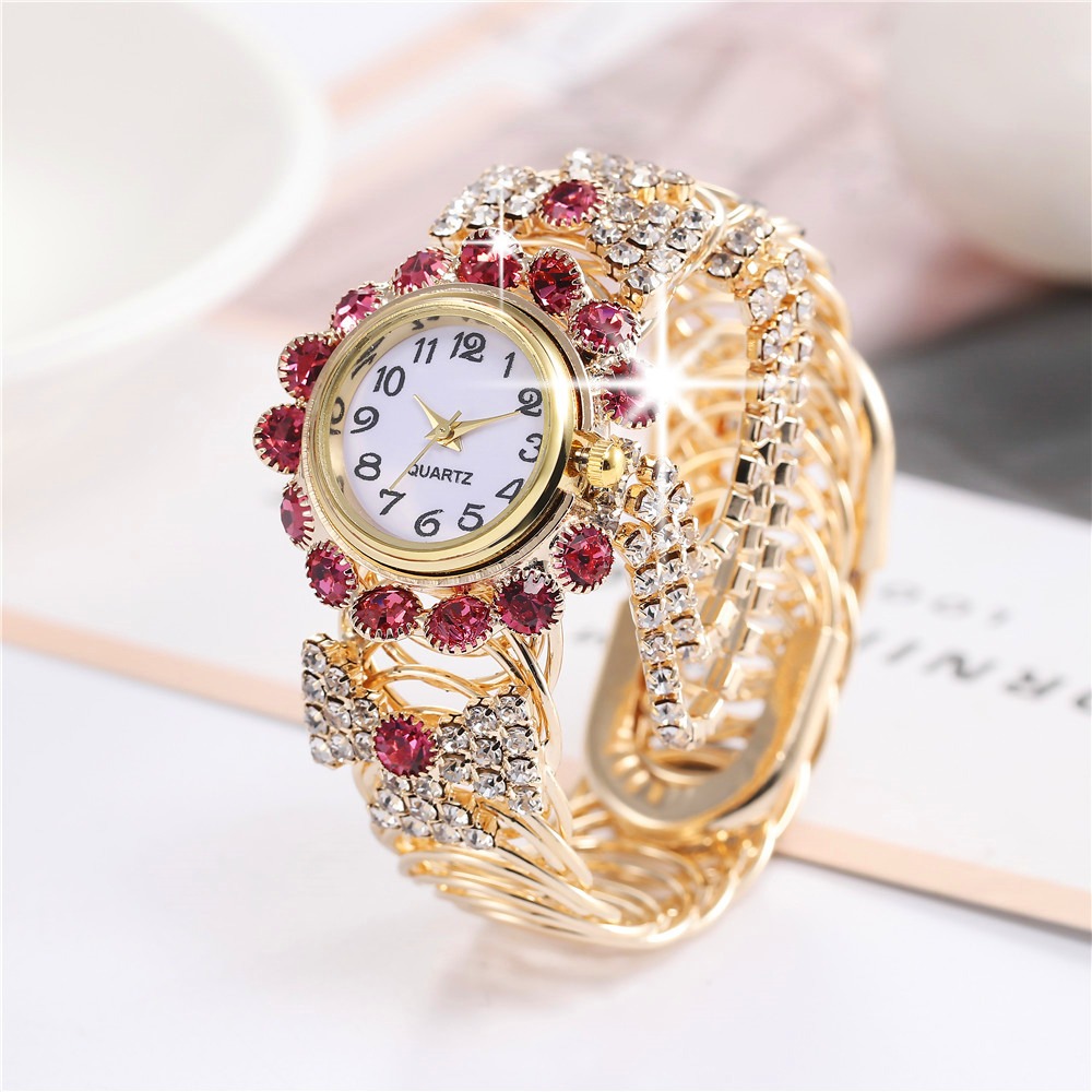 Đồng hồ nữ thời trang hợp thời trang Hàn Quốc mới với vòng tay thạch anh kỹ thuật số đính kim cương dành cho nữ làm quà tặng