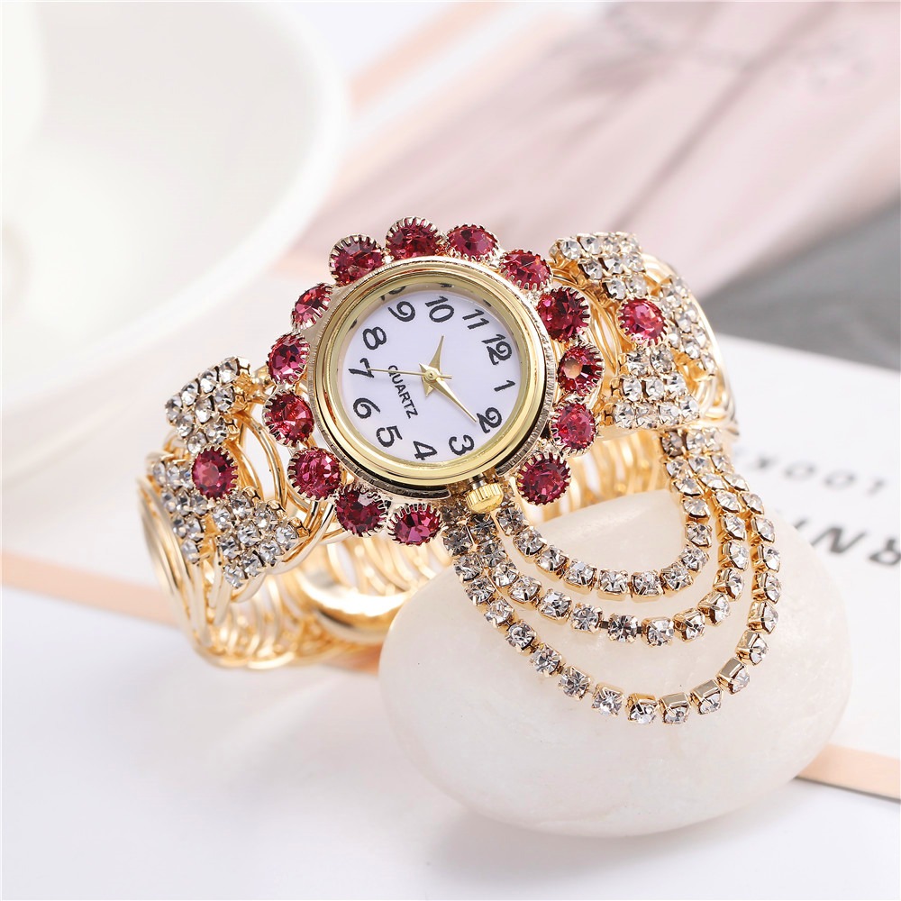 Đồng hồ nữ thời trang hợp thời trang Hàn Quốc mới với vòng tay thạch anh kỹ thuật số đính kim cương dành cho nữ làm quà tặng