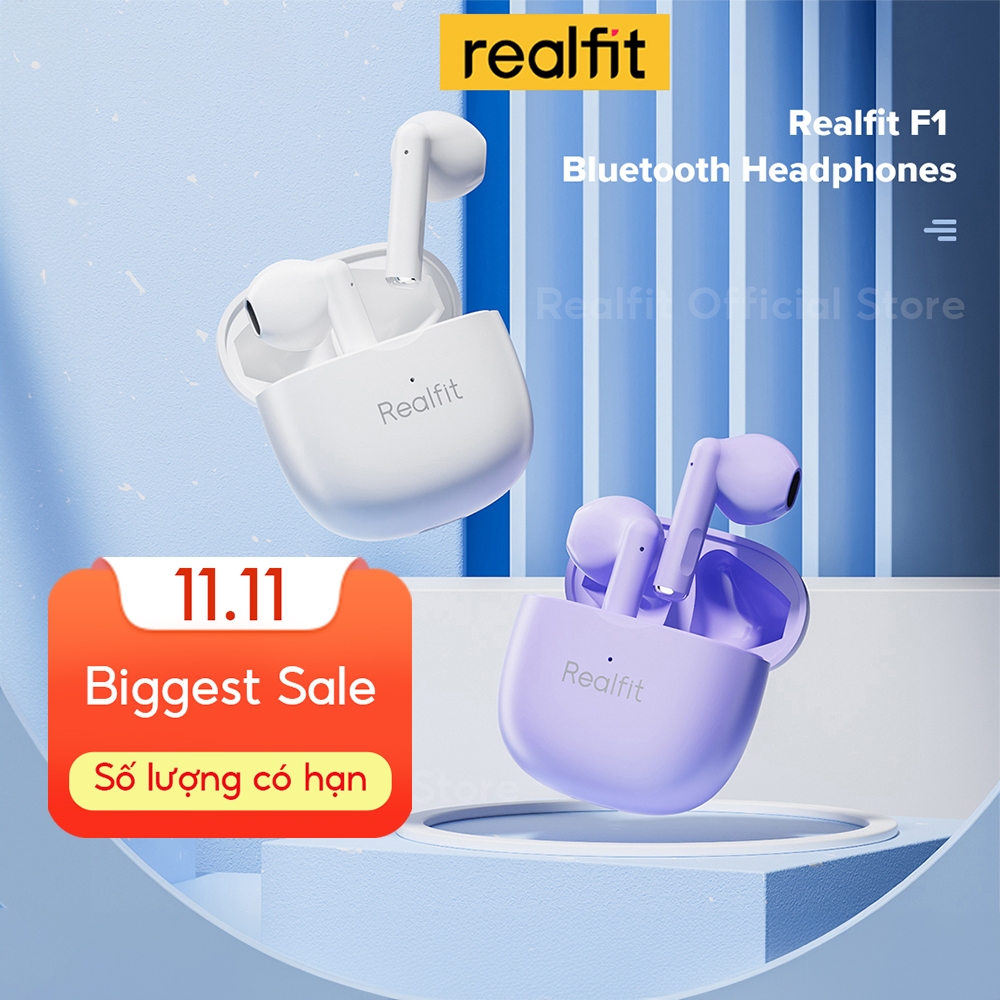 Tai nghe Bluetooth Realfit F1 Tai nghe không dây chất lượng HIFI tuyệt vời với micrô Bluetooth 5.3 Super Bass