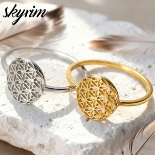 Nhẫn thời trang nữ bằng thép không gỉ màu vàng, thiết kế hoa tươi sáng, không gây dị ứng