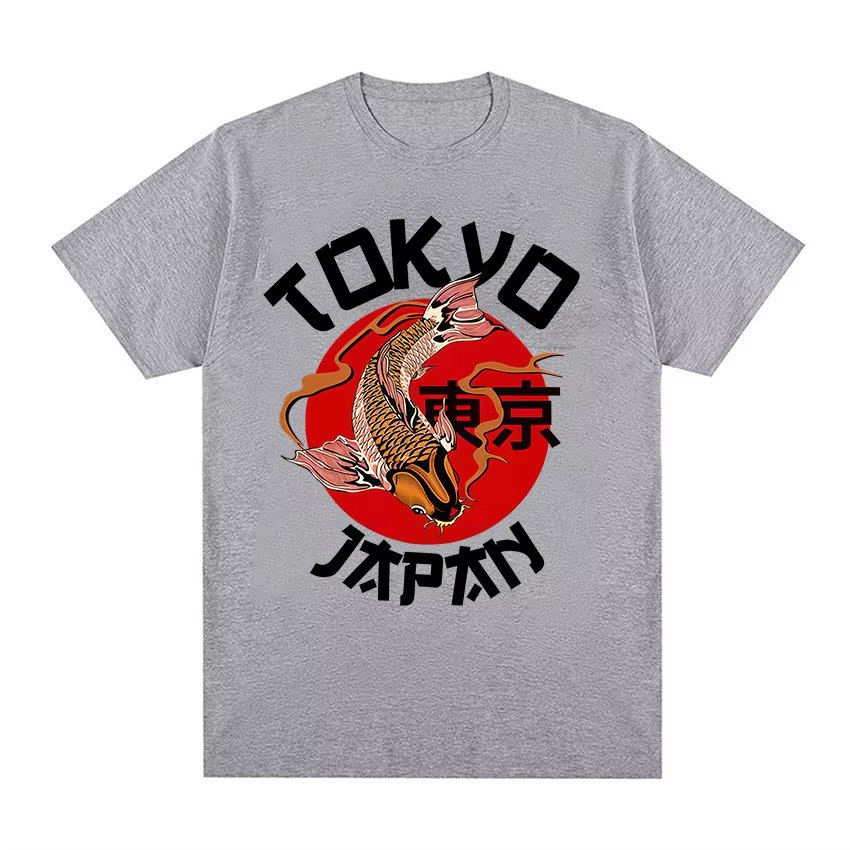 Áo thun cotton cổ tròn phong cách Tokyo Koi Fun - Thời trang đường phố nam