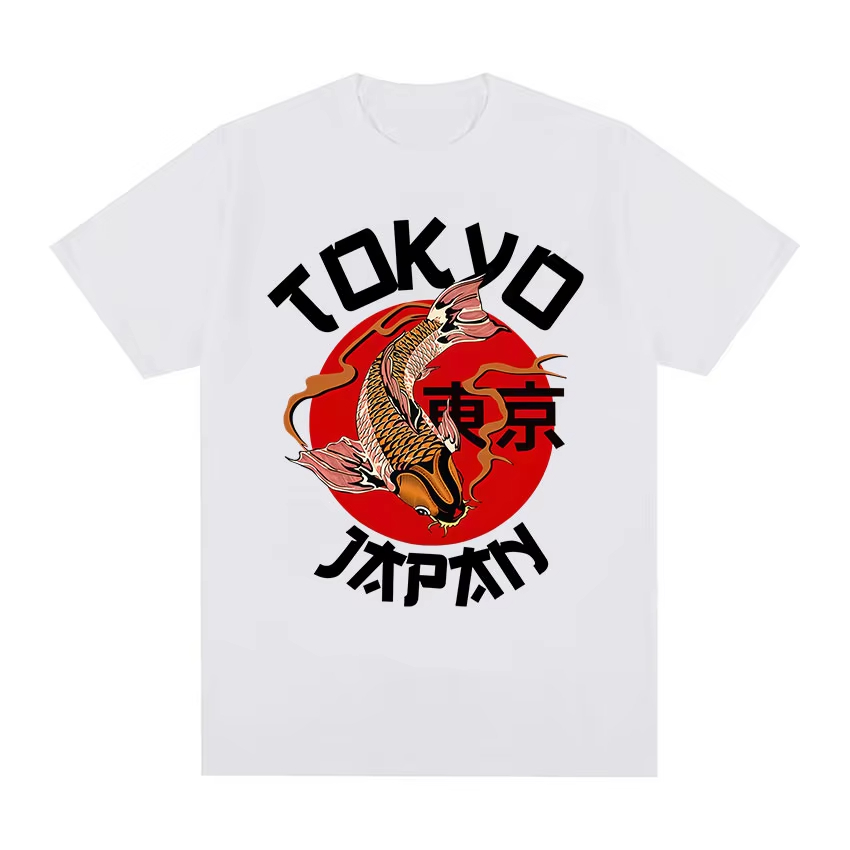 Áo thun cotton cổ tròn phong cách Tokyo Koi Fun - Thời trang đường phố nam