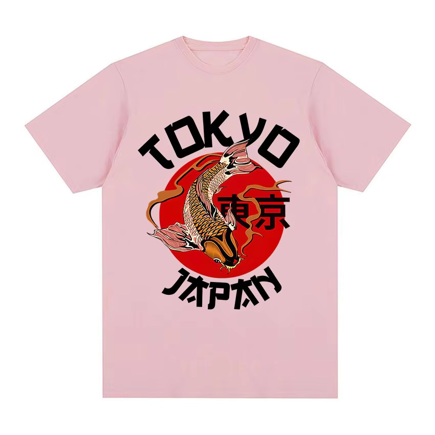 Áo thun cotton cổ tròn phong cách Tokyo Koi Fun - Thời trang đường phố nam