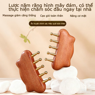 Lược cạo gió 5 răng|Lược massage vùng đầu bằng đồng thau Lược dưỡng da đầu Lược chuyên dụng để cạo gió