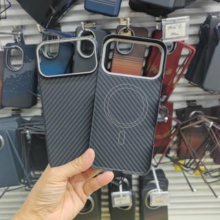 Ốp Điện Thoại Sợi Vải Carbon Aramid Nguyên Chất Cho iPhone 17 Pro Max Sạc Không Dây Từ Tính Siêu Mỏng Ốp Lưng Chống Sốc
