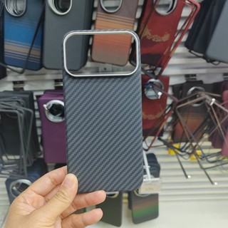 Ốp Điện Thoại Sợi Vải Carbon Aramid Nguyên Chất Cho iPhone 17 Pro Max Sạc Không Dây Từ Tính Siêu Mỏng Ốp Lưng Chống Sốc