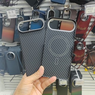 Ốp Điện Thoại Sợi Vải Carbon Aramid Nguyên Chất Cho iPhone 17 Pro Max Sạc Không Dây Từ Tính Siêu Mỏng Ốp Lưng Chống Sốc