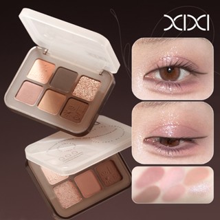 Bảng phấn mắt độ bão hòa thấp 6 màu XIXI - Tông màu đất nâu ấm để trang điểm mắt hàng ngày, Phấn mắt mờ ngọc trai sắc tố cao D843