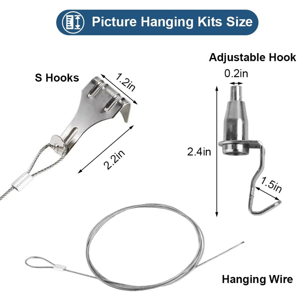 Bộ treo dây thép có thể điều chỉnh Bộ trưng bày nghệ thuật Phụ kiện phần cứng Móc khung ảnh