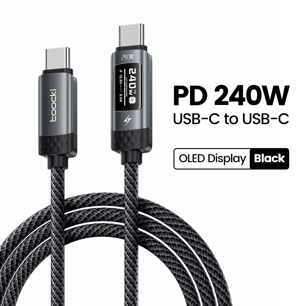 240W Smart OLED Digital Cáp dữ liệu siêu nhanh Type C sang Type C Giao thức PD 3.1 Hỗ trợ SFC2.0 cho điện thoại Samsung 17-15 Pro Max Máy tính xách tay