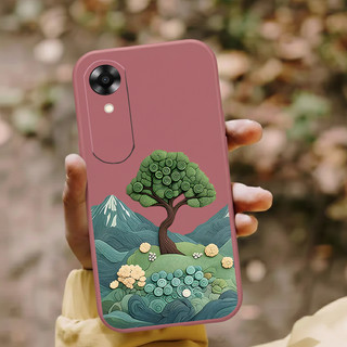 Dành cho OPPO A71 A71K A74 A76 A77 5G A78 A79 5G A83 A93 A94 A95 A96 4G A98 5G OPPO A1601 F1S Vỏ điện thoại silicon lỏng chống sốc thẩm mỹ thiết kế cây xanh