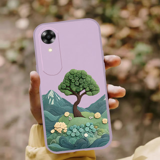 Dành cho OPPO A71 A71K A74 A76 A77 5G A78 A79 5G A83 A93 A94 A95 A96 4G A98 5G OPPO A1601 F1S Vỏ điện thoại silicon lỏng chống sốc thẩm mỹ thiết kế cây xanh
