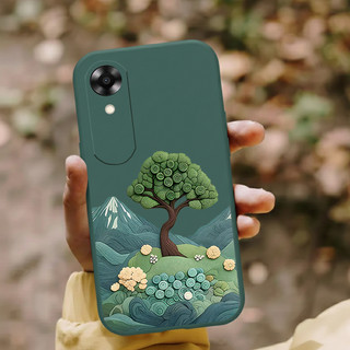 Dành cho OPPO A71 A71K A74 A76 A77 5G A78 A79 5G A83 A93 A94 A95 A96 4G A98 5G OPPO A1601 F1S Vỏ điện thoại silicon lỏng chống sốc thẩm mỹ thiết kế cây xanh
