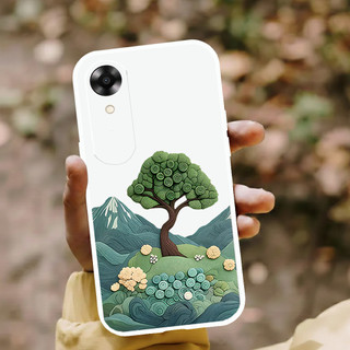 Dành cho OPPO A71 A71K A74 A76 A77 5G A78 A79 5G A83 A93 A94 A95 A96 4G A98 5G OPPO A1601 F1S Vỏ điện thoại silicon lỏng chống sốc thẩm mỹ thiết kế cây xanh