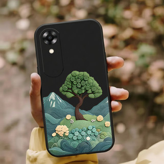 Dành cho OPPO A71 A71K A74 A76 A77 5G A78 A79 5G A83 A93 A94 A95 A96 4G A98 5G OPPO A1601 F1S Vỏ điện thoại silicon lỏng chống sốc thẩm mỹ thiết kế cây xanh