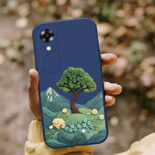 Dành cho OPPO A71 A71K A74 A76 A77 5G A78 A79 5G A83 A93 A94 A95 A96 4G A98 5G OPPO A1601 F1S Vỏ điện thoại silicon lỏng chống sốc thẩm mỹ thiết kế cây xanh