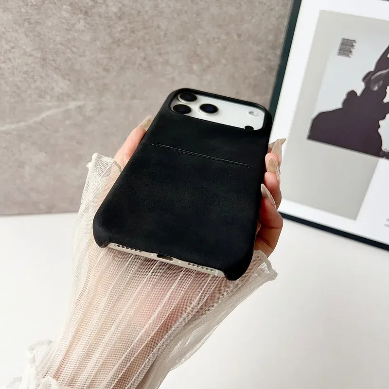 Skin Touch Khe cắm thẻ di động Bao da cho iPhone 17 Air 16 15 Plus 17 Pro Maxl Vỏ mờ chống sốc