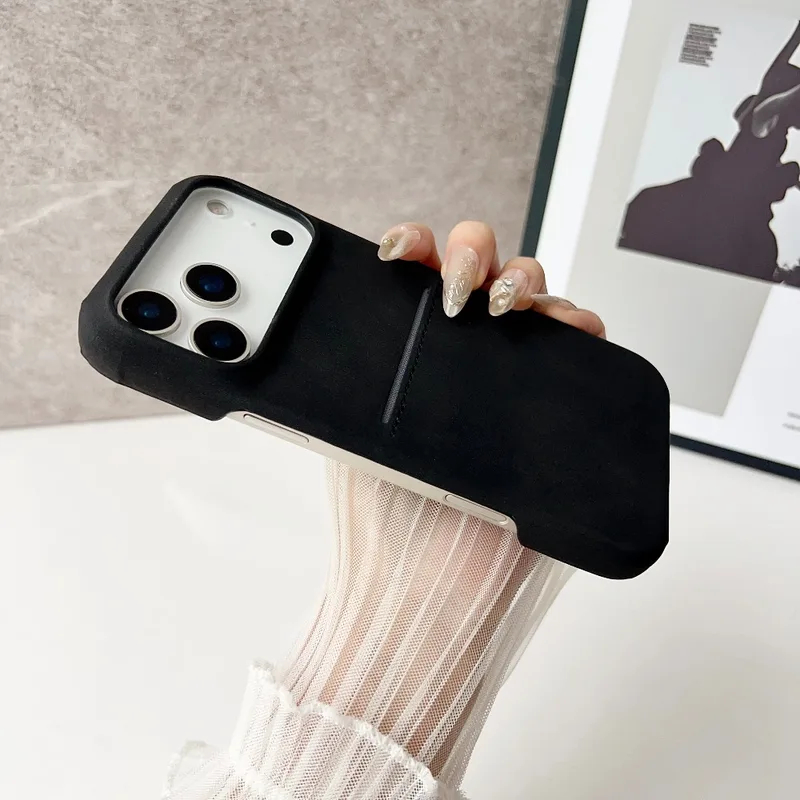 Skin Touch Khe cắm thẻ di động Bao da cho iPhone 17 Air 16 15 Plus 17 Pro Maxl Vỏ mờ chống sốc