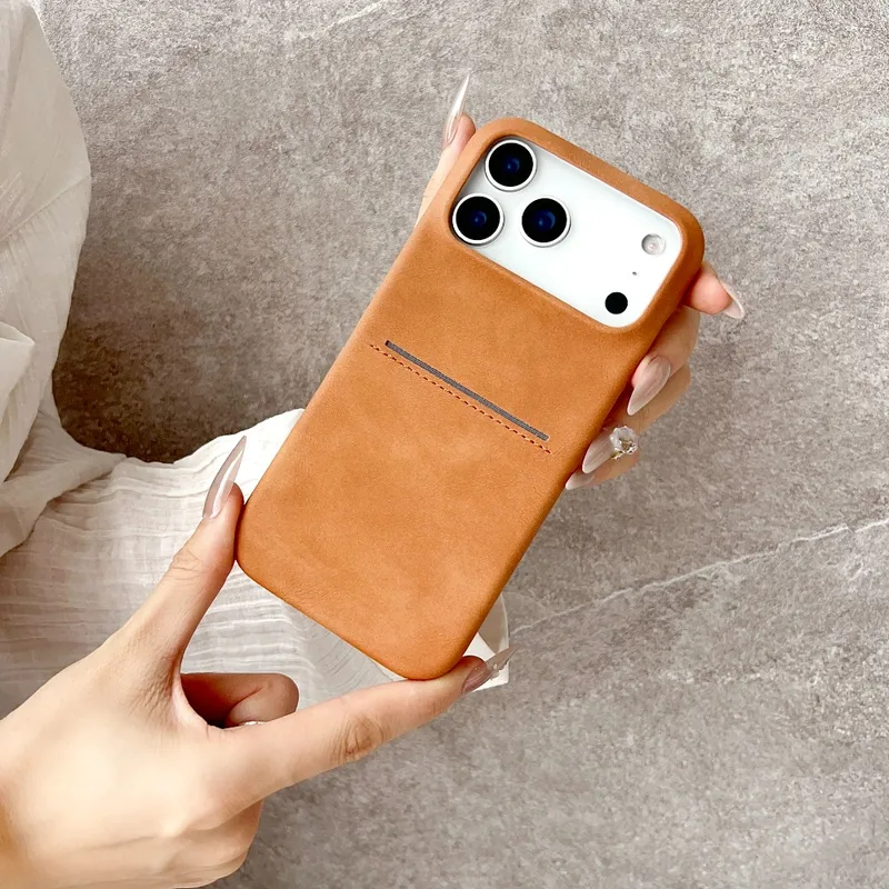 Skin Touch Khe cắm thẻ di động Bao da cho iPhone 17 Air 16 15 Plus 17 Pro Maxl Vỏ mờ chống sốc