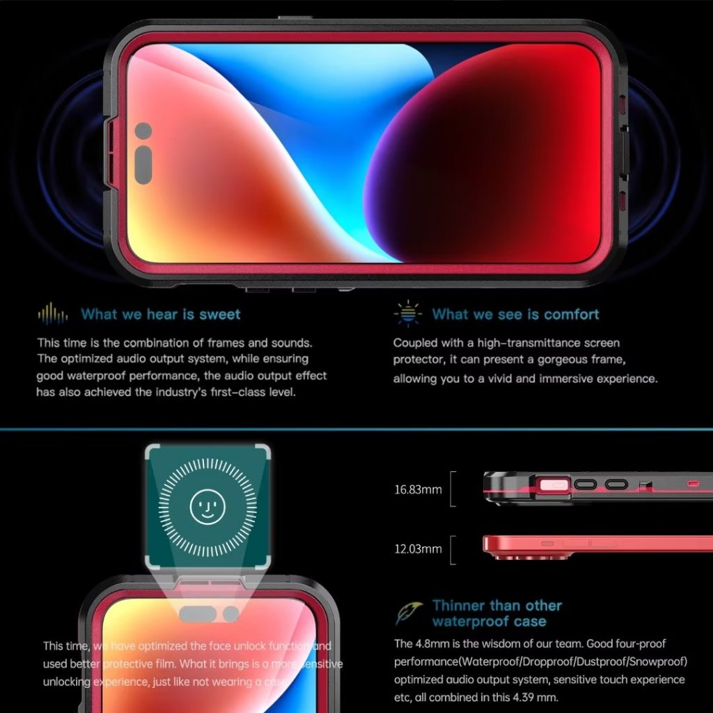 Ốp lưng chống nước IP68 tương thích cho iPhone 17 Pro MAX 16 15 2M Lặn từ tính Sạc không dây 360 Full Vỏ điện thoại chống sốc 17Air