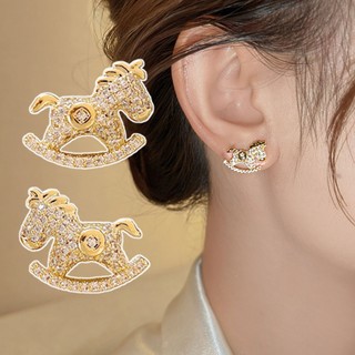 Ｂông Tai Pony Full Kim Cương, Thiết Kế Tinh Tế, Phù Hợp Xu Hướng Hiện Đại