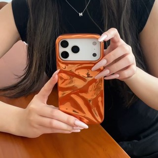 Sang Trọng Mạ Điện Sóng Bạc Hồng Silicon Ốp Lưng Điện Thoại iPhone 17Promax 16Promax 12 13 14 15 Promax Silicon Mềm Nam Nữ Vỏ Di Động