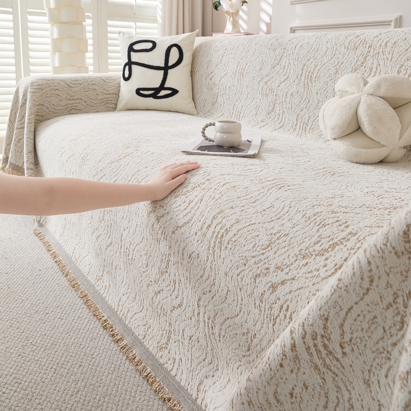 Chăn sofa Chenille gợn sóng nước hiện đại mới, Vỏ sofa tua rua chống trượt siêu mềm, Vỏ bọc ghế sofa cắt Loveseat, Tấm bảo vệ nội thất cho thú cưng