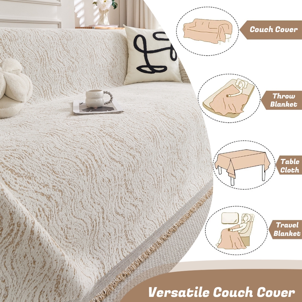 Chăn sofa Chenille gợn sóng nước hiện đại mới, Vỏ sofa tua rua chống trượt siêu mềm, Vỏ bọc ghế sofa cắt Loveseat, Tấm bảo vệ nội thất cho thú cưng