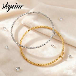 SKYRIM Vòng tay lung linh bằng thép không gỉ Gold 2.6mm - Quà tặng vòng tay tối giản không gây dị ứng cho nữ, chống mài mòn