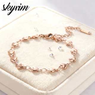 SKYRIM Vòng Tay Nữ Thanh Lịch Thép Không Gỉ Hoa Hồng Vàng Trái Tim Trang Sức Thời Trang Quà Tặng Valentine