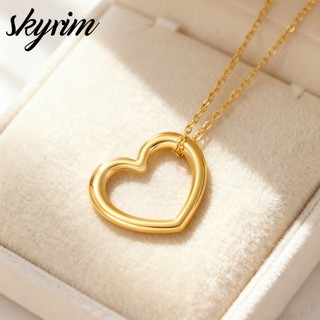 SKYRIM Tối Giản Hình Trái Tim Mặt Dây Chuyền Vòng Cổ Cho Nữ Thép Titan Không Phai Màu Trang Sức