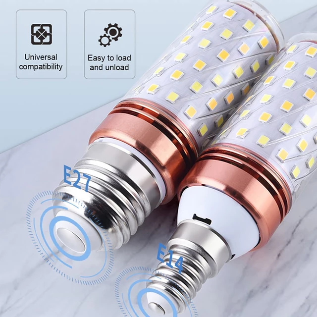 12W E27 Đèn LED Bóng Đèn SMD 2835 E14 Bóng Đèn LED Ngô Đèn Pha 3 Màu Bóng Đèn LED Đèn Nến Nhà Tiết Kiệm Năng Lượng