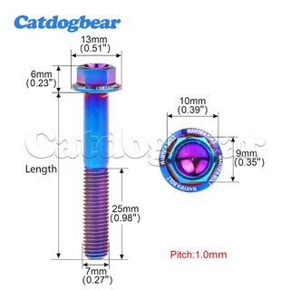 Catdogbear Titan Bolt M7 x10 15 20 25 30 35 40 45 50mm Vít Thread Pitch 1.0mm Xe Máy Titan Bu Lông Mặt bích Đầu