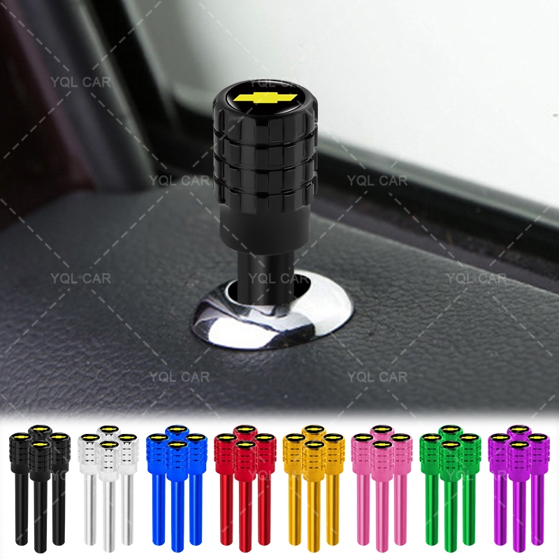 1 / 4 Hợp Kim Cột Cửa Ô Tô Nút Nắp Khóa Cửa Ô Tô Núm Cho Xe Chevrolet Captiva Colorado Cruze Spark Malibu Aveo