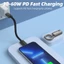 Cáp dữ liệu móc khóa ECILY PD 60W USB-C sang Type-C i-OS Dây kết nối sạc cho Xia omi Hua wei Sam-sung