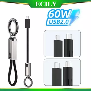 Cáp dữ liệu móc khóa ECILY PD 60W USB-C sang Type-C i-OS Dây kết nối sạc cho Xia omi Hua wei Sam-sung