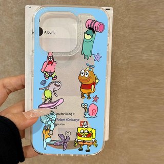 Ins Phim Hoạt Hình Dễ Thương SpongeBob SquarePants Xanh Hàn Quốc Lấp Lánh Bling Vỏ Cho iPhone 11 16 16E 15 14 13 12 Pro Xs Max XR X 7 8 Plus SE Vỏ Điện Thoại TPU Mềm Vỏ Bảo Vệ Vỏ Trong Suốt