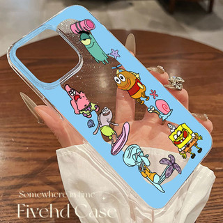 Ins Phim Hoạt Hình Dễ Thương SpongeBob SquarePants Xanh Hàn Quốc Lấp Lánh Bling Vỏ Cho iPhone 11 16 16E 15 14 13 12 Pro Xs Max XR X 7 8 Plus SE Vỏ Điện Thoại TPU Mềm Vỏ Bảo Vệ Vỏ Trong Suốt